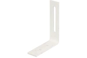 Alberts 332815 Escuadra regulable, Con agujero oblongo, Con recubrimiento de plástico blanco, 65 x 80 x 20 mm