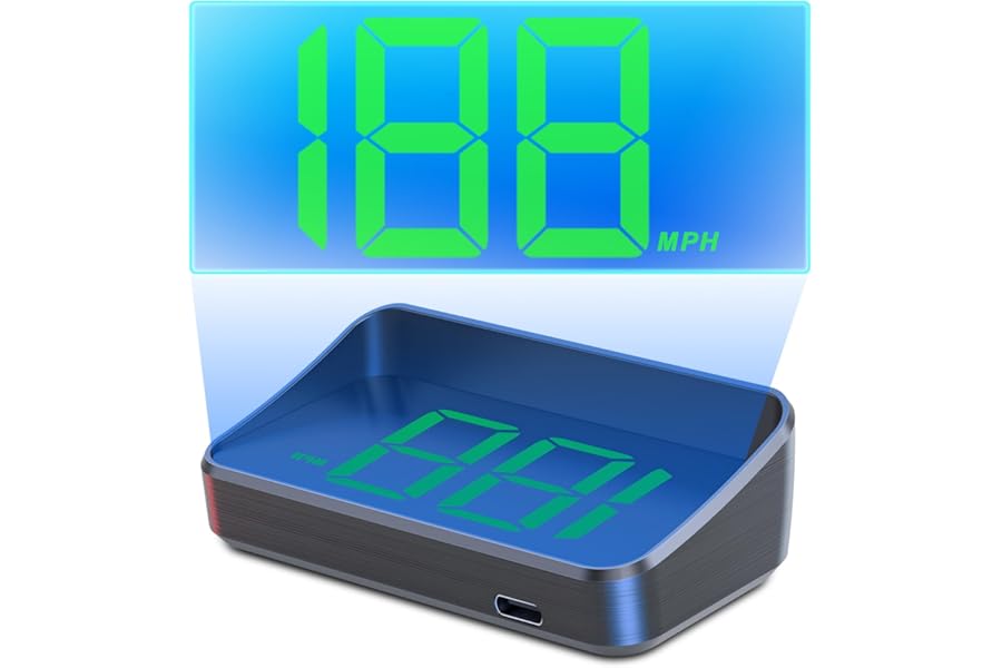 WODHMIEY HUD Speedometer Projector,Windshield Projector Speedometer HUD with GPS & Beidou, Auto Brightness Adjustment, 10Hz Refresh Rate, Clear Display with Sunshade, Automatic Startup White MPH
