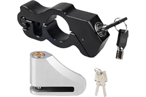 BOOTOOW Bremsscheibenschloss,2Pcs Motorradschloss, Universal Cnc Aluminium Alloy Motorradlenker Bremshebel Sicherheitsschloss,Legierter Stahl Bremsschloss Für Fahrrads Rollers Motorräder Atv(Schwarz+Silbrig)