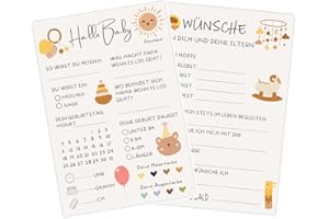 MUAHMUAH Babyparty Spiele Karten, Babyshower Spiele Karten zum Ausfüllen – Deko Baby Shower Party Spiel Jungen und Mädchen – 10 Tippkarten für die Gender Reveal Feier und Babyparty – Beidseitig Bedruckt