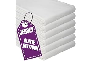 QOOLTEX Jersey Glatte Bettlaken 180 x 200 cm ohne Gummizug Creme - Elastische, einfarbige Baumwolle Haustuch - Klassische Hotel Bettücher ohne Spanngummi Laken