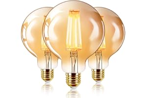 EXTRASTAR Bombillas Marrón G95 de Filamento LED E27 (Casquillo Gordo) - 4W 400 lúmenes, Color Blanco cálido 2200K. Bombilla Retro Vintage, No Regulable - Pack de 3 Unidades