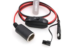 SZRMCC Câble allume-cigare femelle 12 V vers SAE avec interrupteur 16 AWG SAE 2 broches à déconnexion rapide - Câble d'extension de charge de batterie pour moto solaire (interrupteur marche/arrêt)