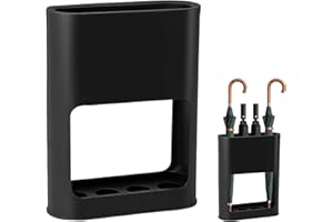 VGECEE Schirmständer Regenschirm Regenschirmständer Schwarz Schirmhalter ABS Regenschirm Ständer Halter mit Abnehmbarer Abtropfschale Umbrella Stand für Lange/Kurze Regenschirme für Eingangsbereich
