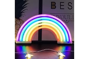 QiaoFei Luz nocturna arcoíris para niños, regalo LED, arco iris, lámpara de neón para de pared, decoración de dormitorio, accesorios para el hogar, fiesta, decoración de vacaciones, pilas o luces