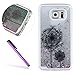 Produktbild Samsung Galaxy S7 Edge Hülle,Samsung Galaxy S7 Edge Case,Galaxy S7 Edge Hülle,EMAXELERS 3D Kreative Silber Blau Liquid Fließen Flüssig Transparent Bling Hart PC Hardcase Hüllen Case Cute Rosa Herz Löwenzahn Tier Blumen Muster Serie Dynamisch Treibsand Flüssige Fließend Glitzer Shiny Glanz Sparkle Clear Hart Plastik Tasche Kristall Handytasche Hülle Etui Case Cover Für Samsung Galaxy S7 Edge,Silver Liquid-Two Dandelions