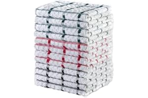 RAYMSTER Kitchen Terry Tea Towel (40 x 65 cm) - 100% Pure Cotton Assorted Colors Super Absorbent Soft Touch Dish Towels Tea Towels Bar Towels Check Designed (Pack of 9)