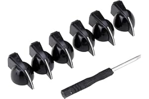 Musiclily Pro Imperial Inch Size Ampli Guitare Pédale d'effet Boutons Chicken Pointers Knobs Fixation par vis Latérale, Noir (Lot de 6)
