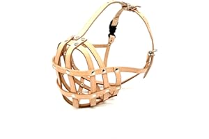 L&J Pets Uk Leichter Maulkorb aus Leder für englische Bulldogge und andere Hunde mit kurzer Schnauze (B3/ BA, Natürliches Leder)