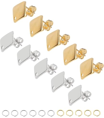 5 Paia Orecchini A Monachella Con Montatura Cabochon 20 Mm - Ottone Placcato Rodio - Senza Nichel Per Gioielli Fai Da Te