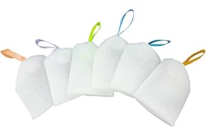 com-four® 6X Sacs à Savon, Filets à Savon Transparents avec Ruban de Soie de différentes Couleurs Pastel (06 pièces - colorées)