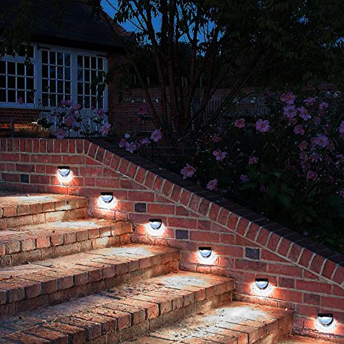 Topop 6 LED Solarleuchte solarleuchten Wasserdicht Gartenleuchte, Solar Außenleuchte, Wandleuchte fürGarten, Zaun, Garten, Garten Deko, Garage, Treppe usw.-4 Stück Weiß - 7