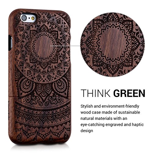 kwmobile Funda para Apple iPhone 6   6S - Carcasa de  Madera  para m  vil - Case Trasero  Duro  con dise  o de Sol hind  