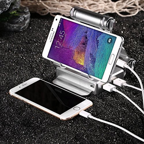 ULTRICS® Einstellbare Aluminium Handy Stand mit 10000mAh Dual USB Powerbank, 270 Grad Drehen Multi Betrachtungswinkel Handy-Standplatz, Desktop-Lade-Dock für iPhone iPad Samsung Galaxy Sony Xperia HTC LG iPod Nokia Tablet für Home Office Küche - 8