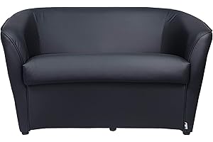 Totò Piccinni Divano POZZETTO 2 posti Alta QUALITA' Made in Italy A.76xL.123xP.67cm (Ecopelle Nero)
