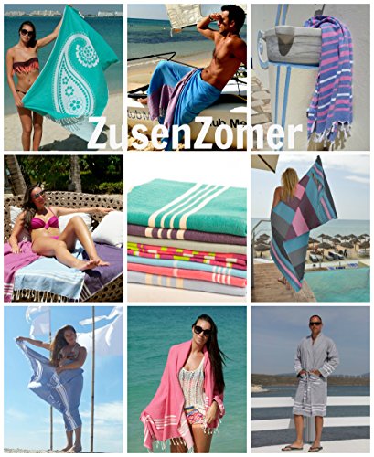 ZusenZomer® Fouta Hamamtuch XL ‚Blume‘ | 100x190cm | Hochwertige Qualität Baumwolle | Strandtuch xxl, Hamam Badetuch, leicht und dünn | Schwarz | Exklusives Design - 6