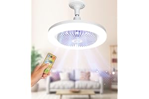 Alljia Ceiling Fan with Lights and Remote, 2 in 1 Quiet Fans with Light, 3 Color E27 Lamp Dimmable, 1/2/4H Timing, 3 Speeds Fan Light for Living Room, Bedroom, Kitchen and Kids Room