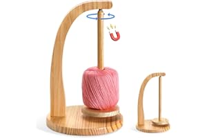 BAIEYE Porta Hilos Madera,Dispensador de Hilo de Madera,Giratorio Magnético Dispensador de Husillo de Hilo con Accesorios de Ganchillo,Regalo Ganchillo Para Los Amantes Del Punto