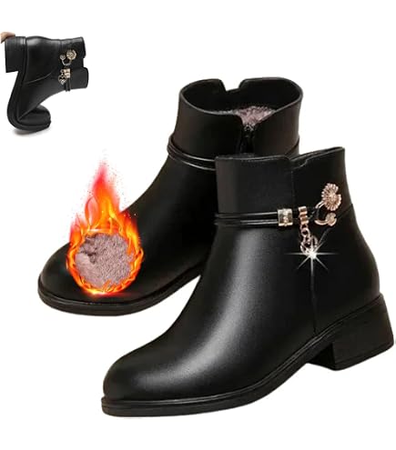 Stivali Ortopedici Donna In Vera Pelle Con Fibbia Metallica – Invernali Caldi, Antiscivolo, Impermeabili, Cerniera Laterale, Nero E Marrone