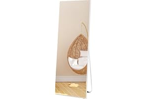 Vasemouh 140x51cm (55x20 in) Full Length Mirrors，White Long Large Mirror for Wall Hanging or Floor Free Standing, for Bathroom Living Room Bedroom-Round Tube Bracket