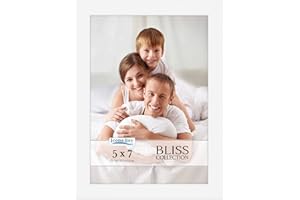 Icona Bay 7x5 White Picture Frame, Modern Style Wood Composite Frame, Table Top or Wall Mount, Bliss Collection