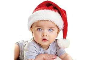 Haomaomao Santa Hat for Kids/Baby/Adults Unisex Warm Comfort Red Velvet Holiday Xmas Hat for New Year Festive Party Decoration