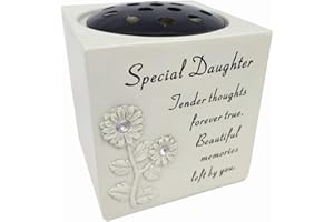 David Fischhoff Daughter Diamante Sunflower Rose Bowl with the Following Verse Grave Memorial, for Graveside Flower Arrangements