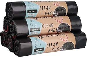 AITODOS TA Aitodos 45L Sac Poubelle, 60PCS Sac Poubelle Noir, LxH: 60x70cm, Sac à Ordures en Polyéthylène, UE Convient à la Plupart des Poubelles Moyennes ''45L'' (6 Rouleaux, 10 par Rouleau)