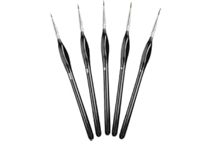 SOURUUD Set di 5 Pennelli per Dipingere Fini, Pennelli Fine da Pittura per Acrilico, Acquerello, Olio e Modellismo, Pennello Sottili Miniature per Precisione Ritocco