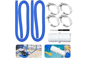 TUIBEIDAMAI Poolschlauch 32mm für Poolpumpen,2 Stück Schlauch pool mit 4 Stück Sicherungsclip Und 1 Stück schlauchverbinder,150cm Schwimmbadschlauch 32mm,Für Filterpumpe und Schwimmbad (Blau)
