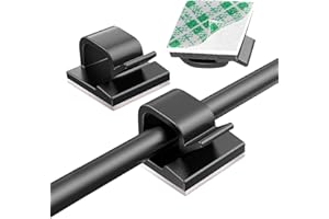 LUVADEYO Paquete de 50 sujetacables Clips autoadhesivos para Cables Clips para Cables Clips para Cables de Alta viscosidad Organizador de Escritorio Guía de Cables para el manejo de Cables para el Cable