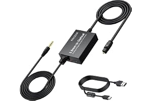 PROZOR Analog till digital ljudomvandlare – 3,5 mm till optisk omvandlarkabel analog 3,5 mm signaler till Toslink SPDIF optis