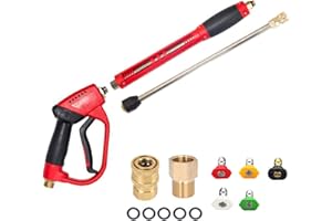 Pistolet À Eau Haute Pression Baguette Magique, Achort 5000PSI Pistolet Nettoyeur Haute Pression de Rechange Gun and 5 Nozzles pour Le Lavage De La Voiture D'arrosage