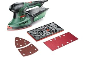 Ponceuse Multi Bosch - PSM 200 AES (200W, livrée avec 2 feuilles abrasives, plateau de Ponçage Rectangulaire, coffret de rangement)