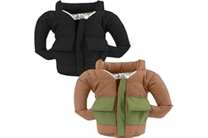 OUYOOLE Beer Can Cooler Jacket, Can Cooler Insulated Vest Jacket Cover, Beer Gifts for Men Women Beer Lovers,Beverage Jacket Drink Coolies (Brown+Black)