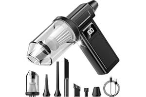 KATUELIX 10000mAh & 200000RPM 4-Speed Adjustable Compressed Air Duster, 2-in-1 Electric Air Duster with HD Display & Flashlight, Rechargeable Air Blower for Car Cleaning, Home, Keyboard, PC, LED Light