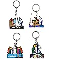 Dubai UAE Design Colorful Souvenir Gift Rubber Travel Keychain - Keyring 4 Pcs Mix