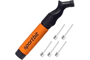 SPORTBIT Ball Pump with 5 Needles - Push & Pull Inflating System - Great for All Sports Balls - Football Ball Air Pump, Volleyball Pump, Basketball Inflator - Goes with Needles Set