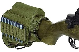 Gexgune Tactical Gun Fucle Buttstock, Caccia Shooting Tactical Cheek Rest Pad Munizioni Pouch con 7 Shells Holder Buttstock Cheek Rest Riser Cartridges Carrier Holder Case (4 Colori opzionali)