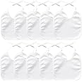 DAWRIS 12 Pcs Baby Bibs White Cotton Newborn With Ties Waterproof for Painting Drool Bib for Boy Girl Babies 18 * 18CM