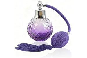 Parfumlism Flacone spray per profumo da 1 pezzo da 100 ml,bottiglia atomizzatore ricaricabile vintage in cristallo di colore sfumato con nappa lunga (viola)