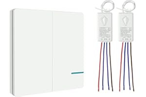 Funk Lichtschalter Set, Thinkbee Funkschalter mit Fernbedienung Lichtschalter EIN/AUS Lichtschalter Keine Verdrahtung erforderlich IP66 Wasserdichte Fernbedienung Ihre Lamps Außen 600M Innen 50M, B