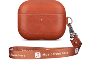 Haobobro [Custom Series] AirPods 3 Hülle mit Trageband und Karabiner - AirPods 3. Generation Leder Hülle Ledercase - AirPods 3 Schutzhülle Lederhülle - AirPods 3 Leather Case Cover - Braun