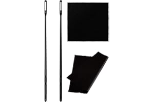 SAVITA 4pcs Flute Cleaning Kit, 2pcs Flute Cleaning Rod and 2pcs Flute Cleaning Cloth Flute Cleaning Swabs Flute Cleaning Supplies for Flute Cleaning and Polishing (Black)