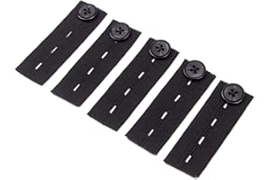 FLZONE Comfy Taille Extender Réglable, Boutons Élastiques Extendeurs Ensemble pour Costume Pantalon Jupe Jeans Pantalon; （6 Packs Noir）