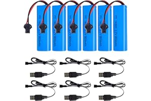 KUWUNG Batterie Li-ion 3.7V, 6 PCS 800 mAh Batterie 14500 Ricaricabili con Caricabatterie Usb Spina SM-2P pour Véhicules RC, Bateau, Réservoir, Navire, Robot, Voltige Automobile
