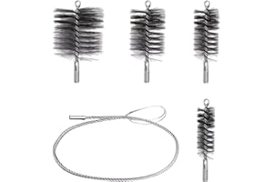 AXVRAV 5 Stück Ofenrohrbürste Set, Kaminbürste & Schornsteinbesen Ø30/50/80/150mm mit Flexstange 1m, Heizkesselbürste Kaminbesen Kaminreiniger Bürste für Schornstein Ofenrohr Rauchrohr Reinigung