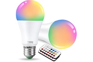 VARICART E27 żarówka LED 10 W Edisona, RGB + ciepła biel 3000 K, możliwość ściemniania 12 zmieniających się kolorów + 5 trybów, wbudowana pamięć z pilotem, 75 W ~ 100 W. Globus do codziennego i nastrojowego oświetlenia (opakowanie 2 szt.)