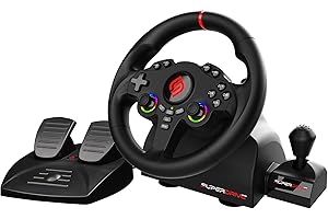 SUBSONIC – Superdrive 220 RS-X Lenkrad – Dual-Joystick-LED-Rennlenkrad mit Schalthebel, 180°-Drehung, Pedalen und Schaltwippen. Für Switch 2/Switch, PS4, PC und Xbox – Schwarz