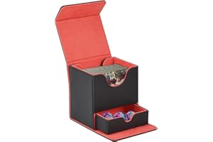 Ckbuity Magnetic Deck Box, MTG Card Sleeves, PU Leather Strong Magnetic Deck Box for 100+ Cards TCG CCG, Magic The Gathering Starter Kit for Mtg Playmat Uno Card Case(Black)